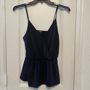 Express Womens Purple Wrap-Front Peplum Cami Top S Polyester & Spandex Blend